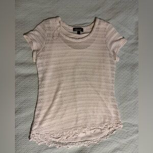 Absolutely Famous white Lace-Trimmed Tee
